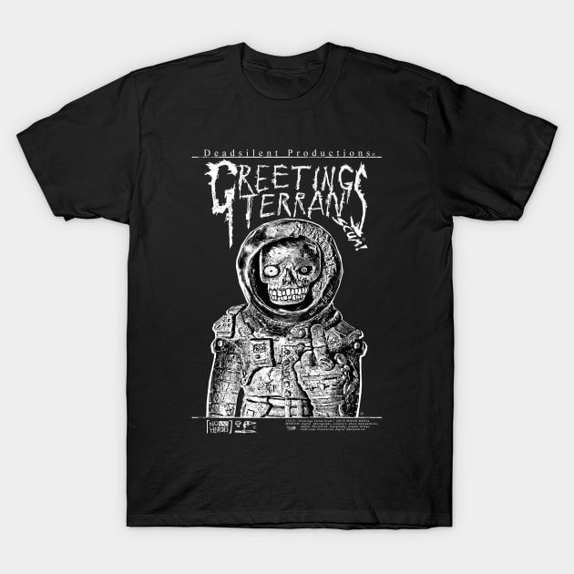 Space Zombie Says Hello T-Shirt by deadsilentproductions